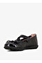 Girls' Bow Accent Leather School Shoes with Hook and Loop Closure - 6