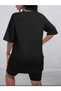 Design Printed Women's Short Tights Oversize Casual Boyfriend T-shirt Set - 4