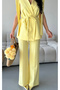 Women's Tie-Up Vest Trousers Suit Yellow - 4