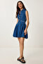 Mini Flared Denim Dress Dark Blue Lvw0002 - 2