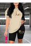 Women's Paris Romantic Printed T-Shirt, Scuba Diver Short Leggings (Leggings T-Shirt Set)