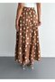 Women's Polka Dot Elastic Waist Full Mold Pleated Linen Fabric Long Skirt Length 100 cm - 5