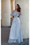 Madonna Collar Polka Dot Pattern Long Dress