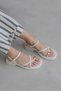 Enza Women's Flip Flop Wrinkled Leather Sandals Beige - 3