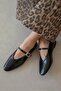 Tony Women's Wrinkled Leather Ballerinas Black