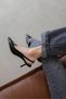 Reya Women's Wrinkled Leather Heeled Shoes Black