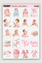 Pink Baby Girl Sticker Set - 60 Sticker Stickers - 5