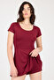 U Neck Short Sleeve Mini Dress with Shorts - 4
