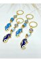 Blue Seahorse Stone Eye Metal Keychain, Metal Evil Eye Beaded Keychain Car Keychain - 6