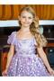 Girl's Polka Dot Lilac Design Evening Dress - 5