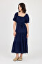 Midi Length Dress with Elastic Shoulders and Waist - 2