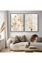 Amazing |   Cream Flower Combination (Lunaria) | Framed Glass Table 2 Pieces Vertical