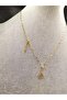 Gold Color Stone Water Drop Model Steel Necklace - 3