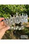 Helen Diamond White Crystal Stone Luxury Design Engagement Bridal Tiara Metal Crown High Authentic Motif - 3