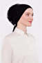 Women's Hijab Black Silicone Ruffled Non-Slip Bonnet - 2