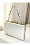 Bridal Bag Ecru Color Matte Skin Leather Pearl Handle Women's Evening Dress Bag Wedding Engagement Graduation