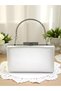Bridal Bag Ecru Color Matte Skin Leather Metal Handle Women's Evening Dress Bag Wedding Engagement Graduation - 2