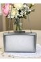 Silver Gray Lame Color Matte Skin Leather Women's Evening Dress Bag - 4