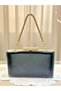 Black Color Matte Skin Leather Gold Stone Handle Women Evening Dress Bag Wedding Engagement Graduation - 2