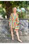 Colorful Striped Satin Anvelope Detail Shorts Jumpsuit