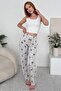 2-Piece Women's Plus Size Single Jersey Breathable Fabric Printed Pocketless Comfortable Home Wear Pajama Bottoms - 4