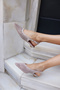 Carro Women Beige Genuine Leather Suede Mini Heel Sandals - 5