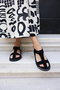 Pesco Women's Black Real Suet Fusped Sole Sandals - 8