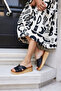 Fi̇anco Women's Black Real Leather Filled Slippers - 5