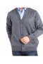 Men's Dad Blue Buttoned V-Neck Pocket Thin Knitwear Cardigan - 3