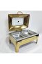 Rectangular Hydraulic Warming Dish, Stainless Steel Warming Dish with Clear Lid