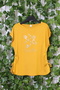 Women's Plus Size Boat Neck Off Shoulder Mom T-Shirt Blouse - Mustard - 6