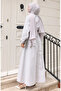 Terikoton Half Button Striped Dress 0102-02 Gray - 5