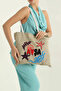 Punch Embroidered Canvas Fabric Beach and Casual Shoulder Bag – Colorful Design, Durable Woven, Summer - 2