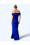 Elegant Off the Shoulder, Strapless, Slit Long Evening Dress - Cobalt Blue - 3