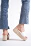 Reina platform heel orthopedic sole wicker-look women's slippers ckt - white - 5