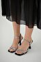 Tales Stripe Stone Detailed Strappy Heeled Shoes Black - 3