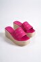 Reina Wedge Heeled Orthopedic Sole Straw Look Women's Slippers Ckt - Fuchsia - 4