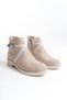 Almila zippered elastic orthopedic sole heeled suede women's boots - nude - 4