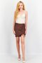 Women Ruched Mini Skirts, Brown - 4