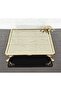 Bronze Glass Large Square Serving Plate 4 Feet-Presentation-Word Tray-Presentation Tray-Dump Gold Frame 27cm