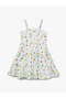 Cotton Poplin Lace Detail Fruit Pattern Loose Fit Layered Slim Strap Dress - 2