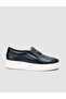 100% Genuine Leather Navy Blue Logo Detailed Men's Casual Shoes