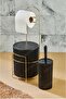 Luxury Gold Bathroom Toilet Paper Holder Dustbin Toilet Brush Set of 3 6 Liter Stainless Wire Plastic - 4