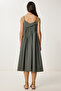 Summer Woven Dress with Strap Khaki Lrc0002 - 5