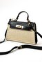 Black Straw Women's Handbag and Shoulder Bag - 6