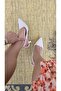 Melinta Side Elastic Pointed Toe Satin Fabric Heeled Shoes - 4