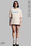 Women's Crew Neck Sea Themed Printed Cotton Oversize Short Sleeve T-Shirt - 3
