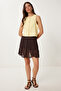 Mini Chiffon Skirt Brown Lns0063 - 2