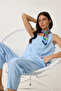 Sleeveless Blouse Pants Set Sky Blue Lmc0058 - 4