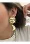Zircon Stone Sun and Moon Detail Dangle Earrings - 2